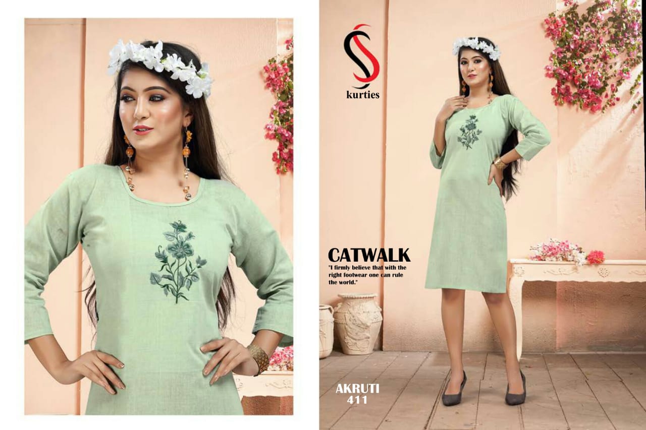 SS Akruti 4 Handloom Cotton Straight Cut Kurtis